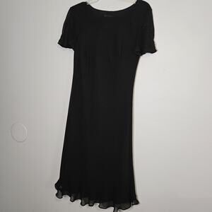 DONNA MORGAN Womens Size 8 Black Cocktail Dress Beaded Sleeve Dressy Semi Formal